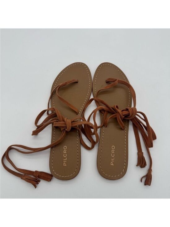 Pilcro Shoes - Anthropology Pilcro Women's Tan Thong Tie-Up Ankle Sandals Size 9